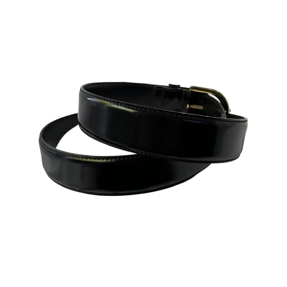 Genuine SALVATORE FERRAGAMO Black Patent Leather Belt 34 Made In Italy Unisex main image 12